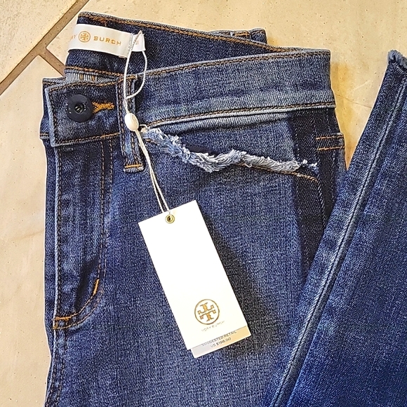 NWT Tory Burch Harley Cropped Jean Rain Wash Sz 23 - Picture 2 of 6